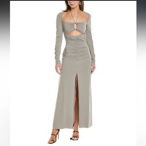 Bec + Bridge Adaline taupe long sleeve party  maxi dress cutout sexy US 8 NWT
